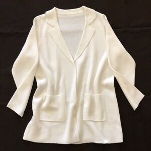 New with Tags Investments Cream Long-line Knit Jacket Size Large